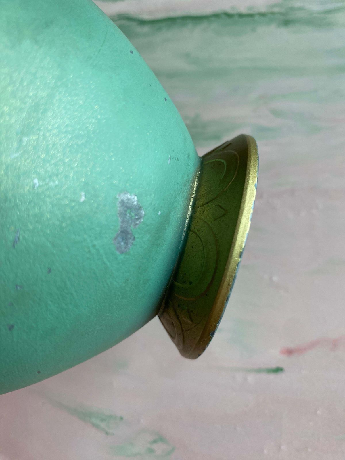 photo buy Art Deco Sage Green Metal Vase Attributed To Sonja Katzin, Stjärnmetall, 1940s