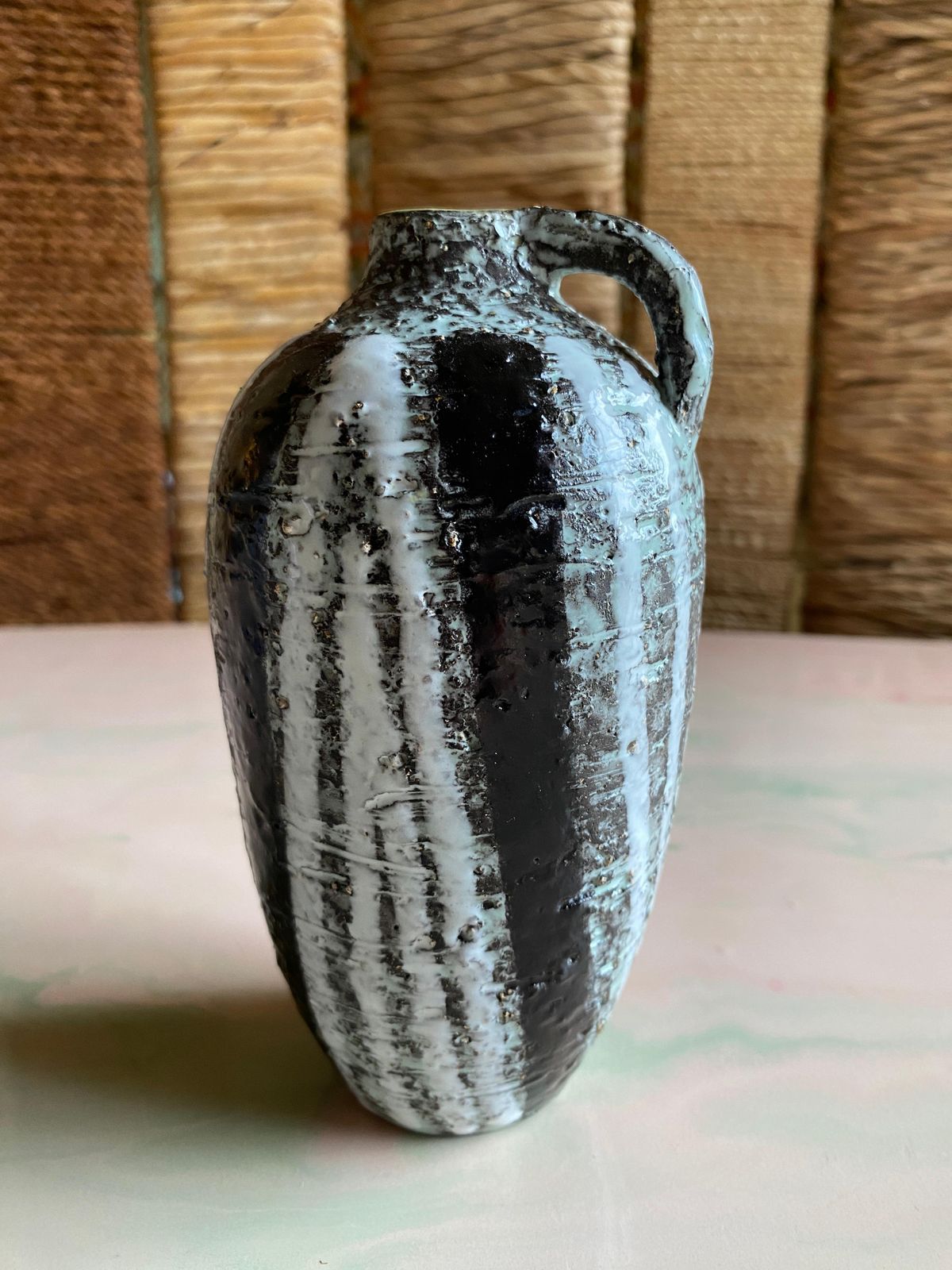 Scandinavian Modern Back And White Ceramic Vase, "Progresso" By Ingrid Atterberg photo for sale