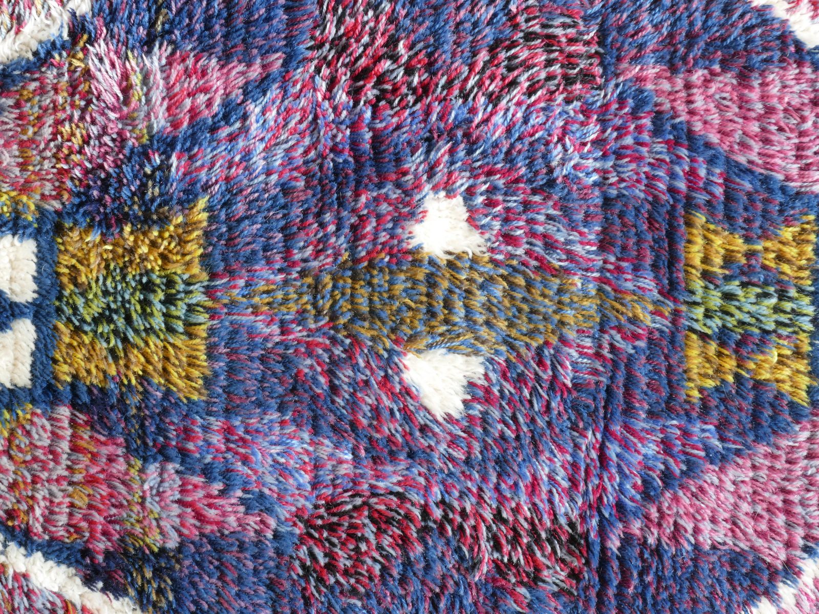 Scandinavian Modern High Pile Geometric Handmade Wool Rya Rug, Sweden 1960s photo vintage