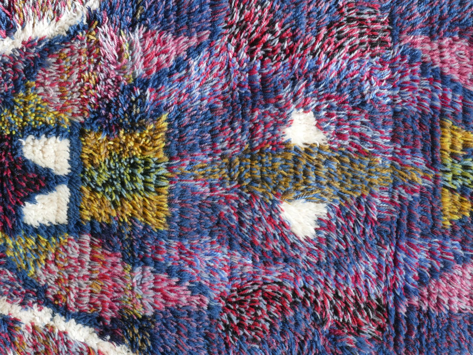 photo for sale Scandinavian Modern High Pile Geometric Handmade Wool Rya Rug, Sweden 1960s