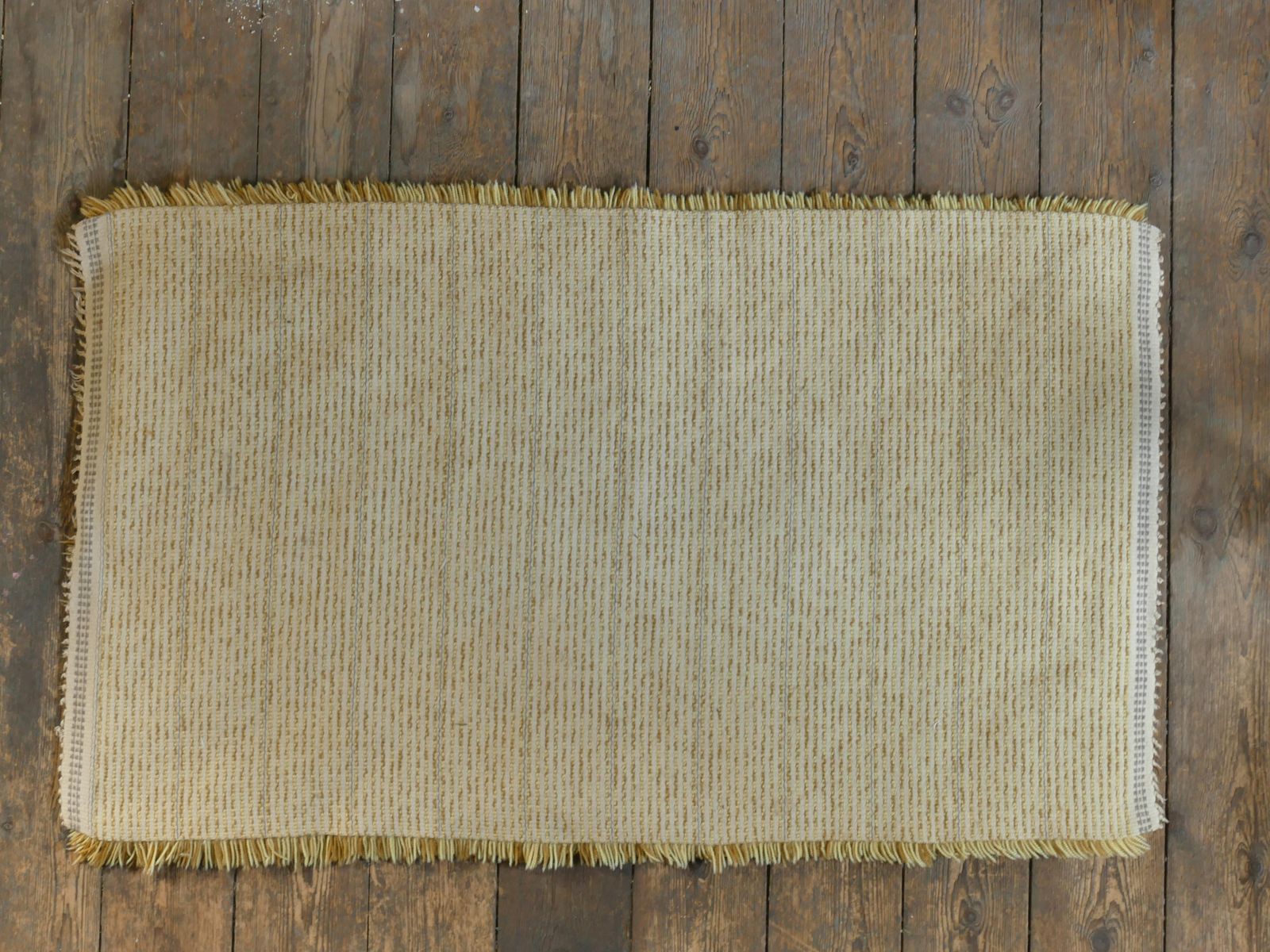 Scandinavian Modern High Pile Straw Yellow Handmade Wool Rya Rug, Sweden 1960s photo Textiles