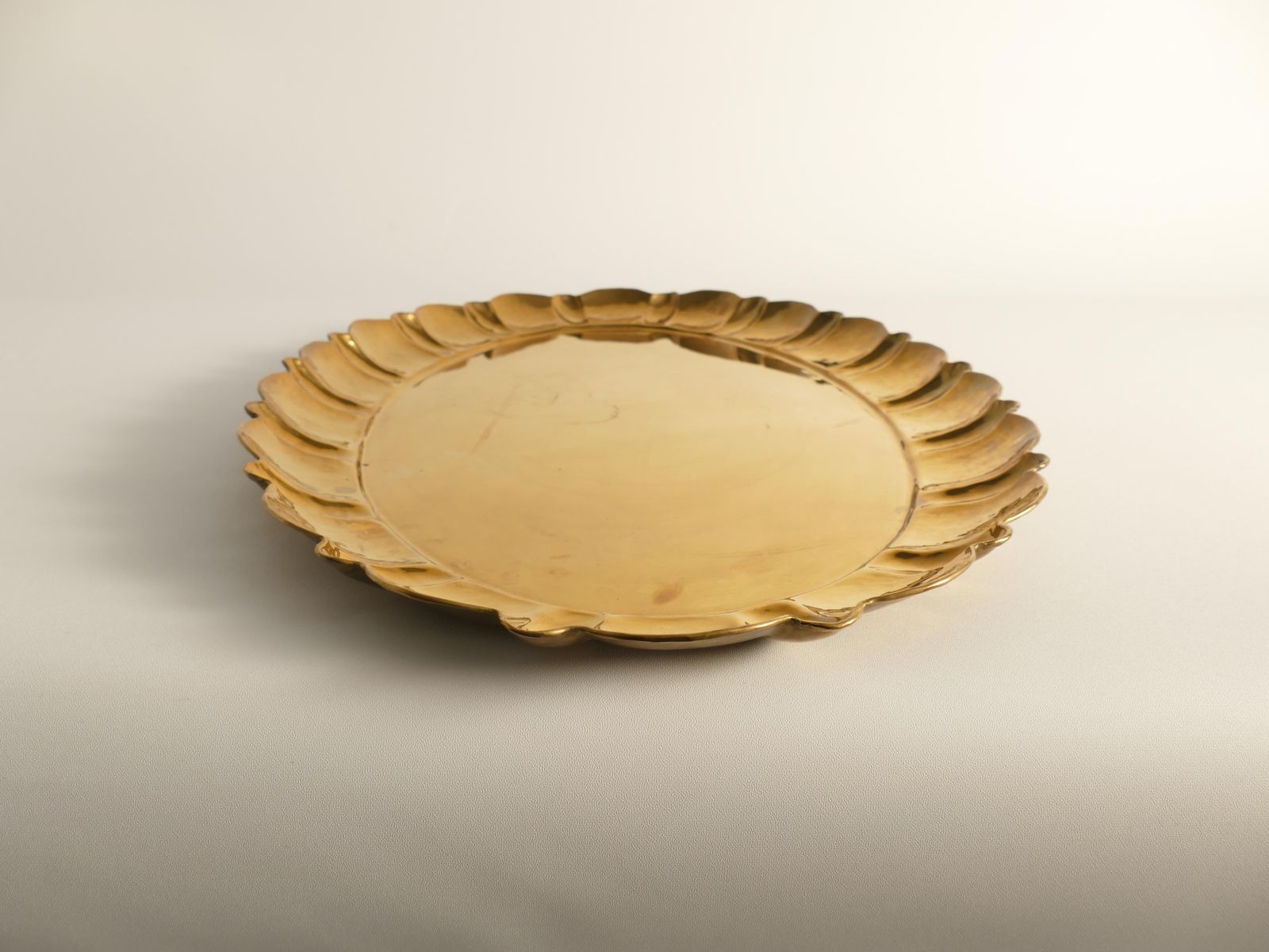 photo buy Hollywood Regency Large Oval Brass Tray By Firma Lars Holmström, Sweden 1940's