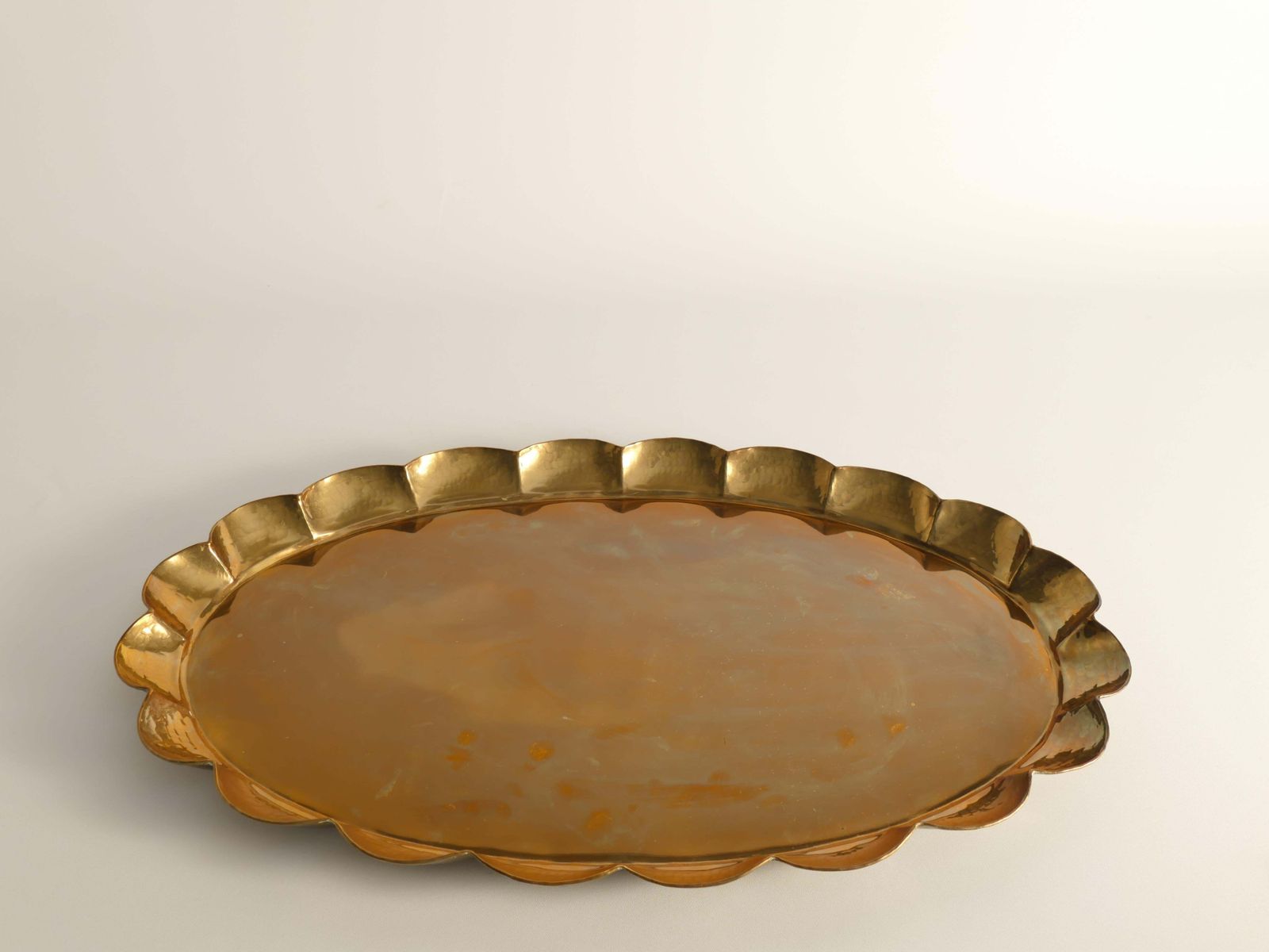 Hollywood Regency Oval Brass Tray By Arvid Johansson, Arvika Konstsmide, Sweden photo furniture