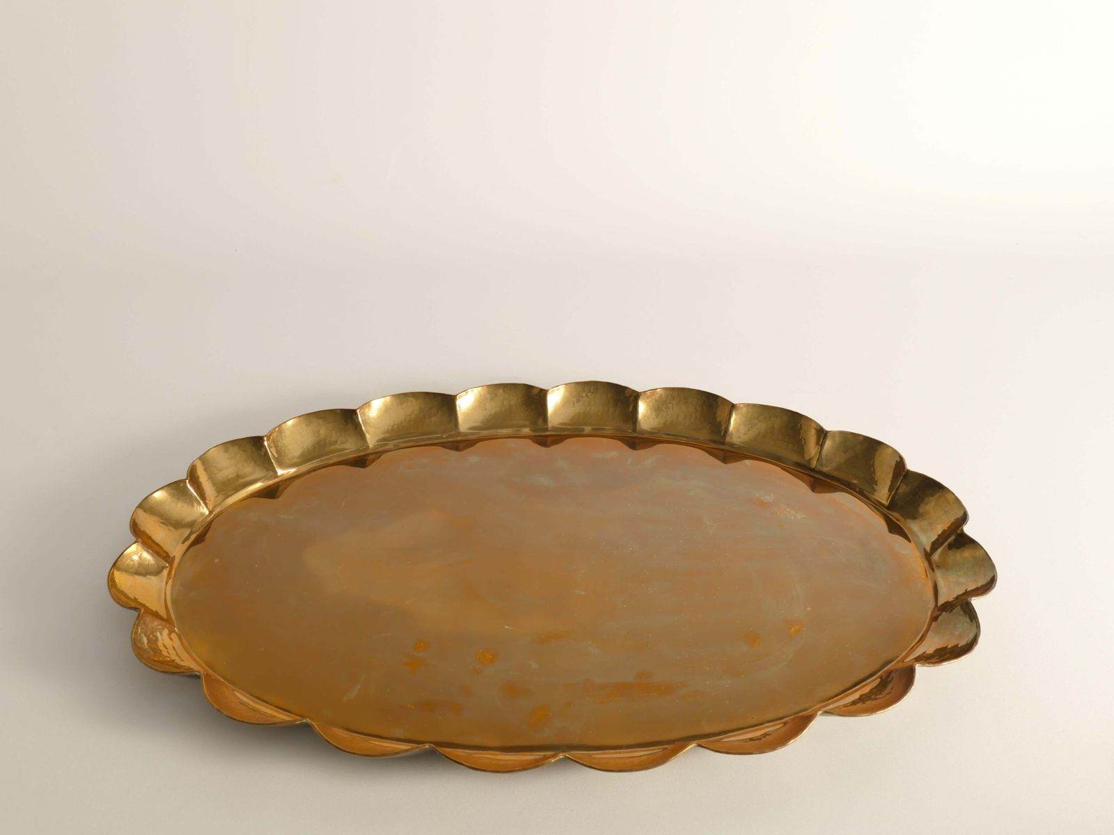 Hollywood Regency Oval Brass Tray By Arvid Johansson, Arvika Konstsmide, Sweden photo for sale