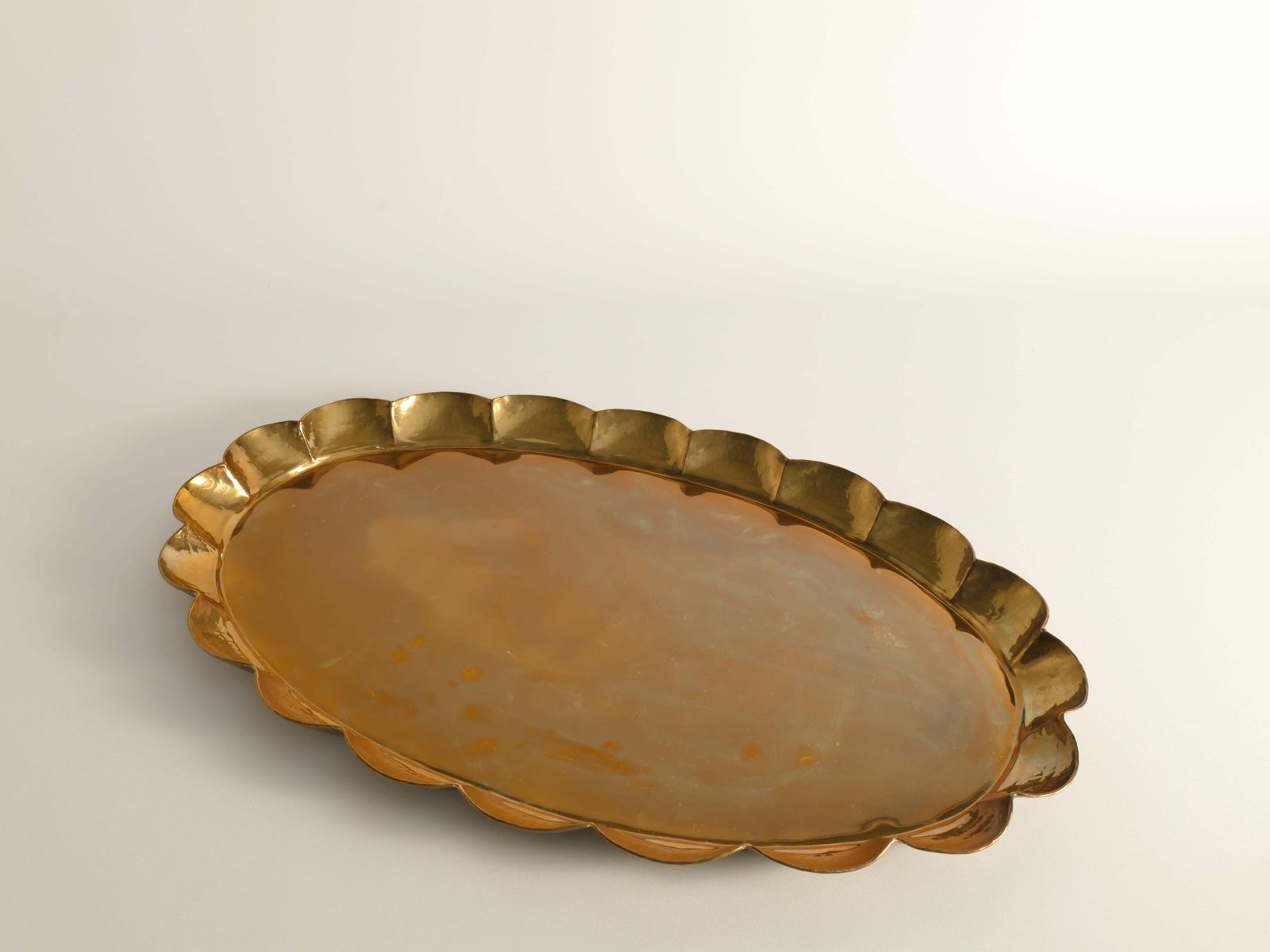 Hollywood Regency Oval Brass Tray By Arvid Johansson, Arvika Konstsmide, Sweden photo Home Decor