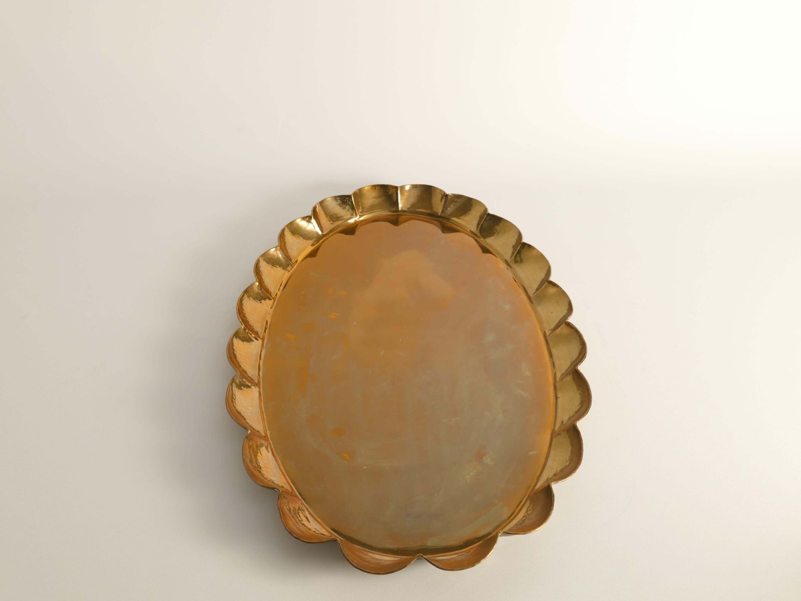 Hollywood Regency Oval Brass Tray By Arvid Johansson, Arvika Konstsmide, Sweden photo vinterior