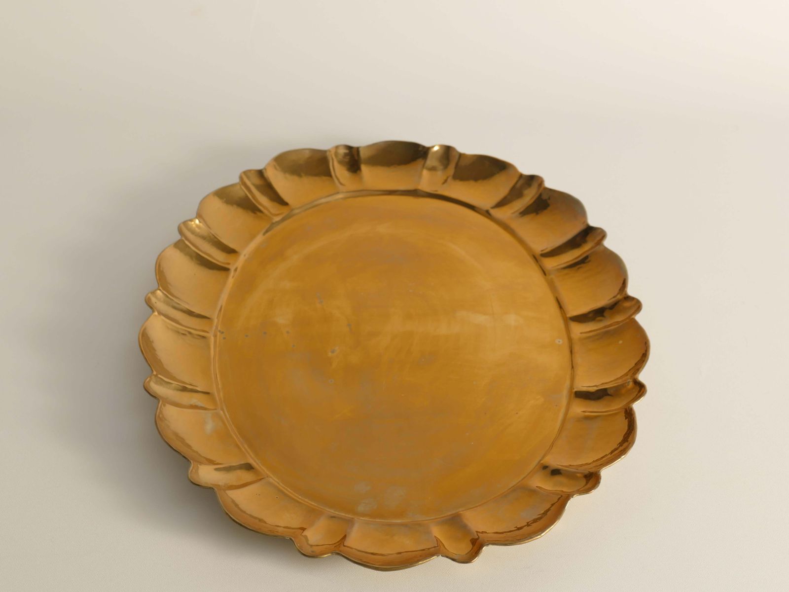 Hollywood Regency Large Oval Brass Tray By Firma Lars Holmström, Sweden 1940's photo Home Decor