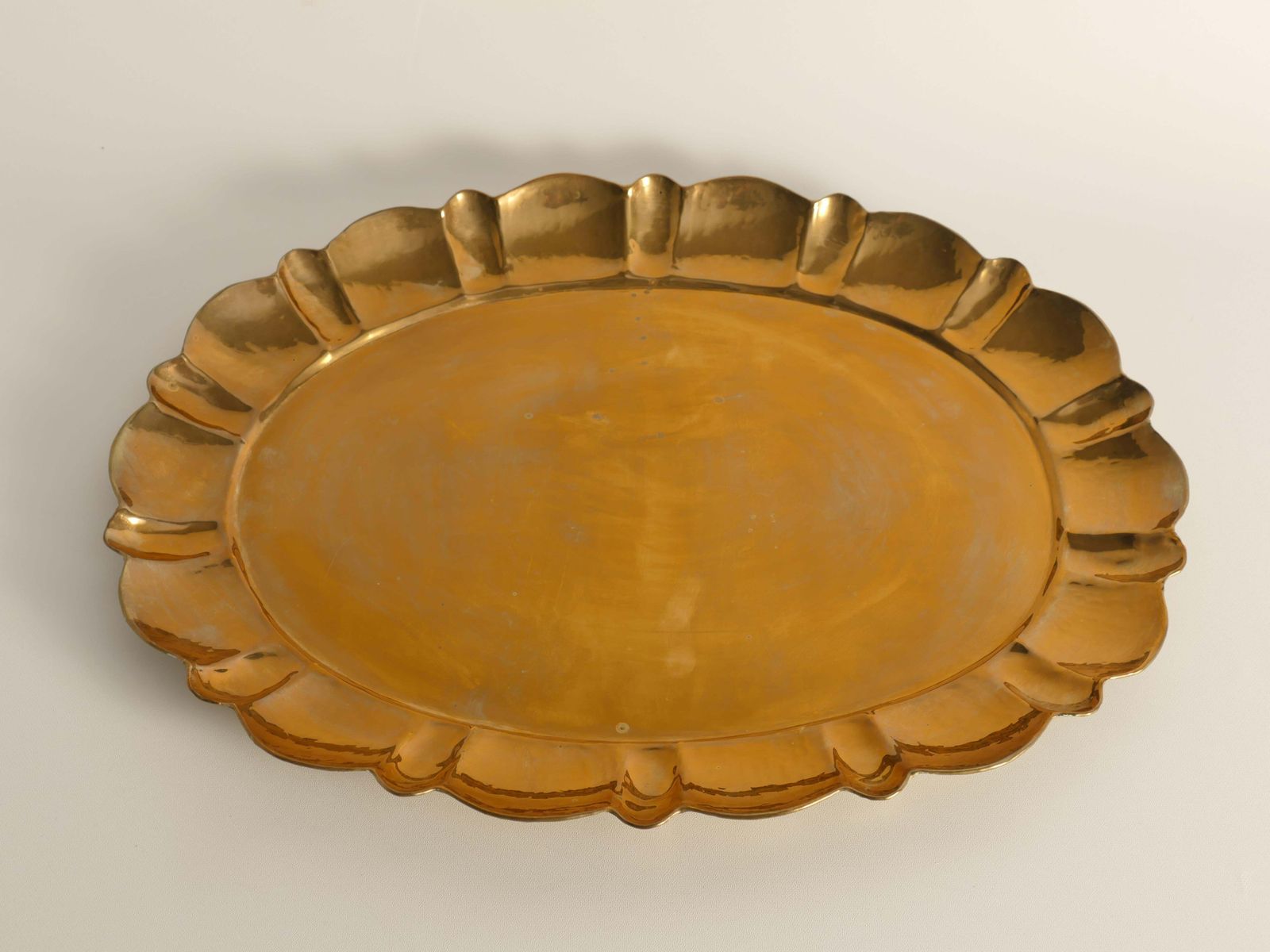 Hollywood Regency Large Oval Brass Tray By Firma Lars Holmström, Sweden 1940's photo buy