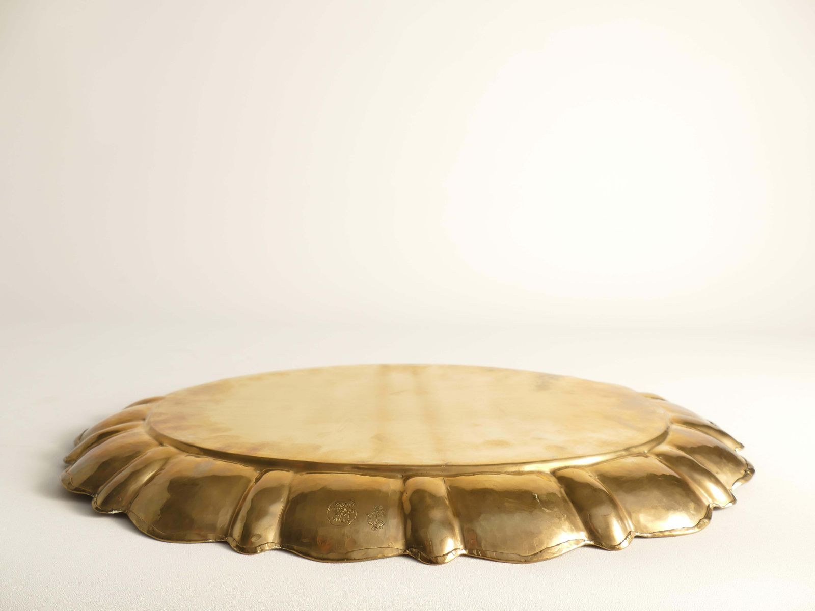 Home Decor Hollywood Regency Large Oval Brass Tray By Firma Lars Holmström, Sweden 1940's photo