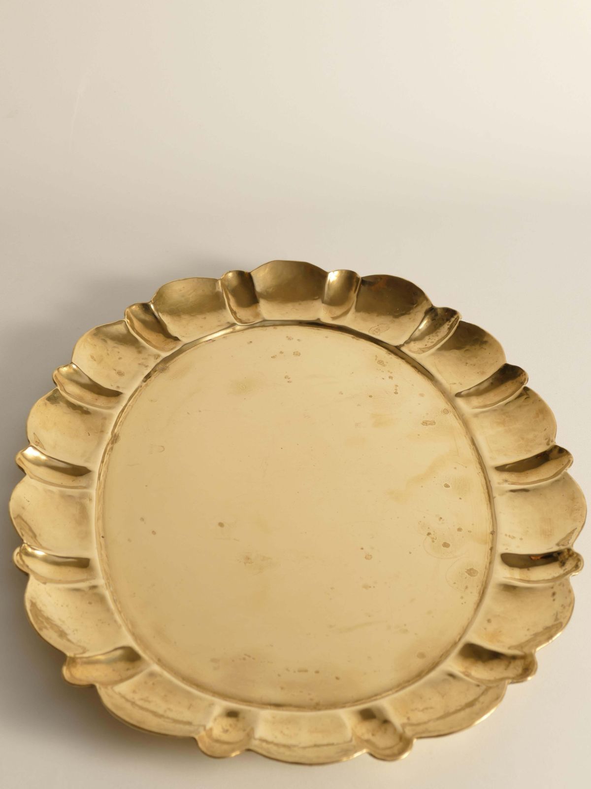 Hollywood Regency Large Oval Brass Tray By Firma Lars Holmström, Sweden 1940's photo buy