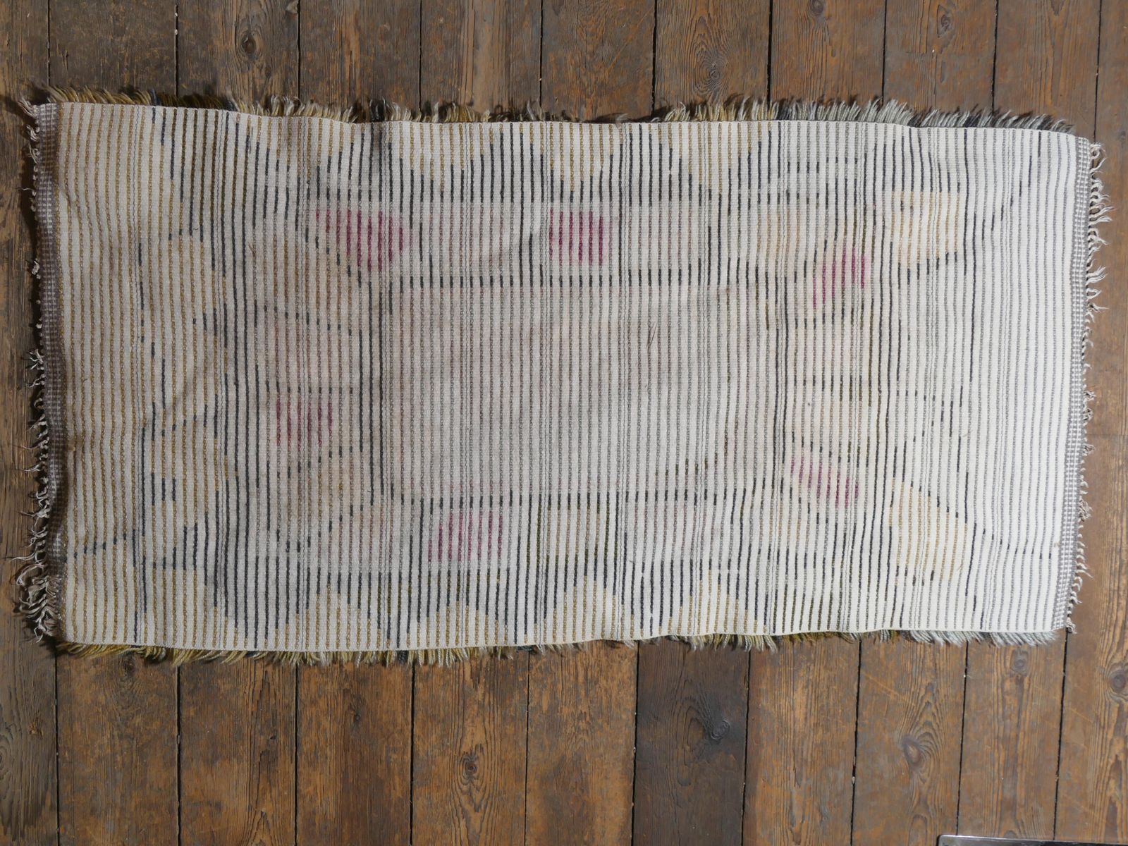 Scandinavian Modern High Pile Geometric Handmade Wool Rya Rug, Sweden 1960s photo buy