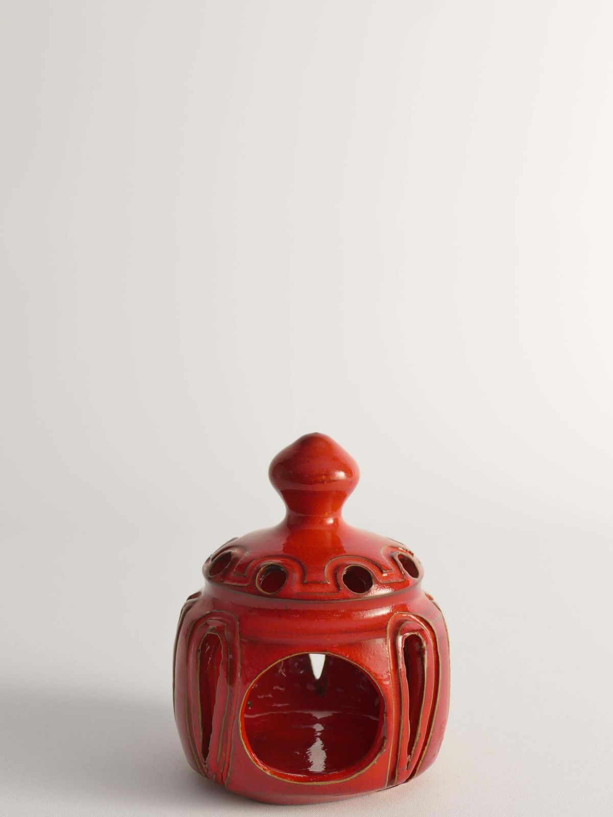 Home Decor Lobster Red Handmade Ceramic Candle Lamp, By  Barbro Sundelin For Basun Keramik photo