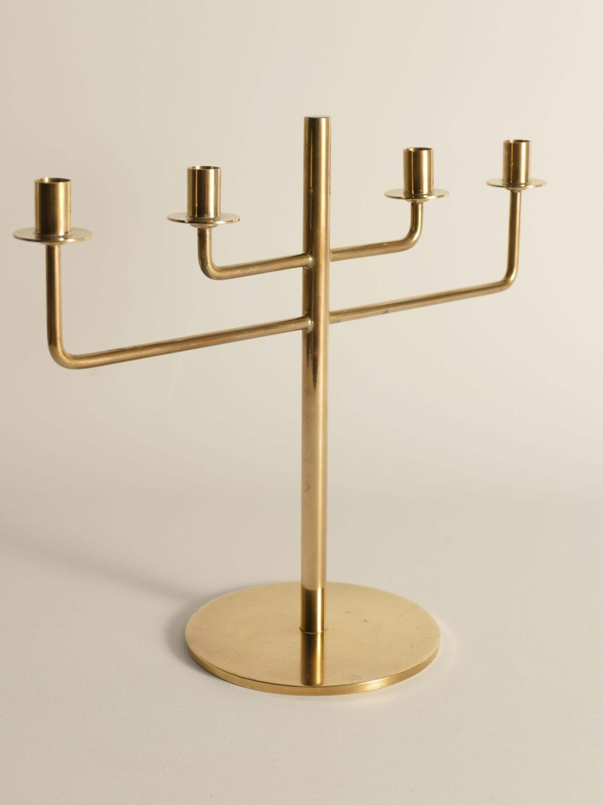 Scandinavian Modern Brass Candelabra By Hans Agne Jakobsson, Markaryd, 1960s photo vintage