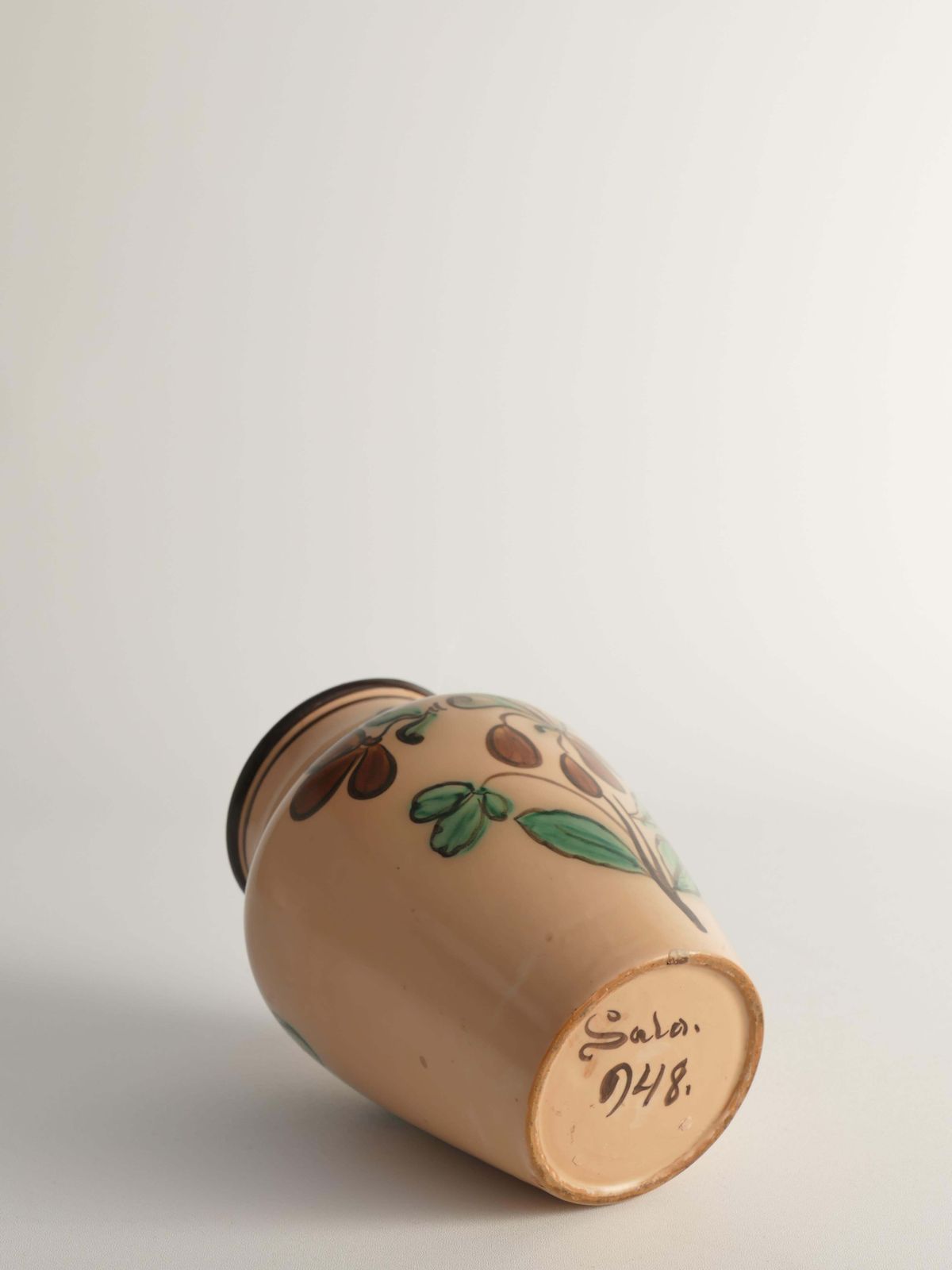 photo furniture Art Nouveau Flower Motif Earthenware Vase By Sala, Sweden 1920s