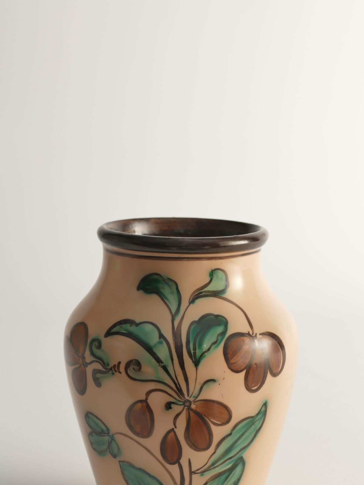 Home Decor Art Nouveau Flower Motif Earthenware Vase By Sala, Sweden 1920s photo