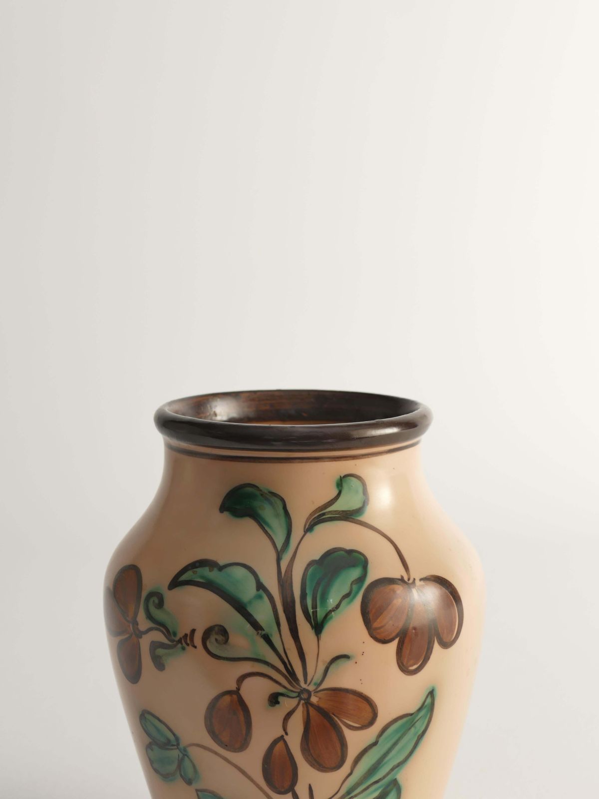 377.0 Art Nouveau Flower Motif Earthenware Vase By Sala, Sweden 1920s photo
