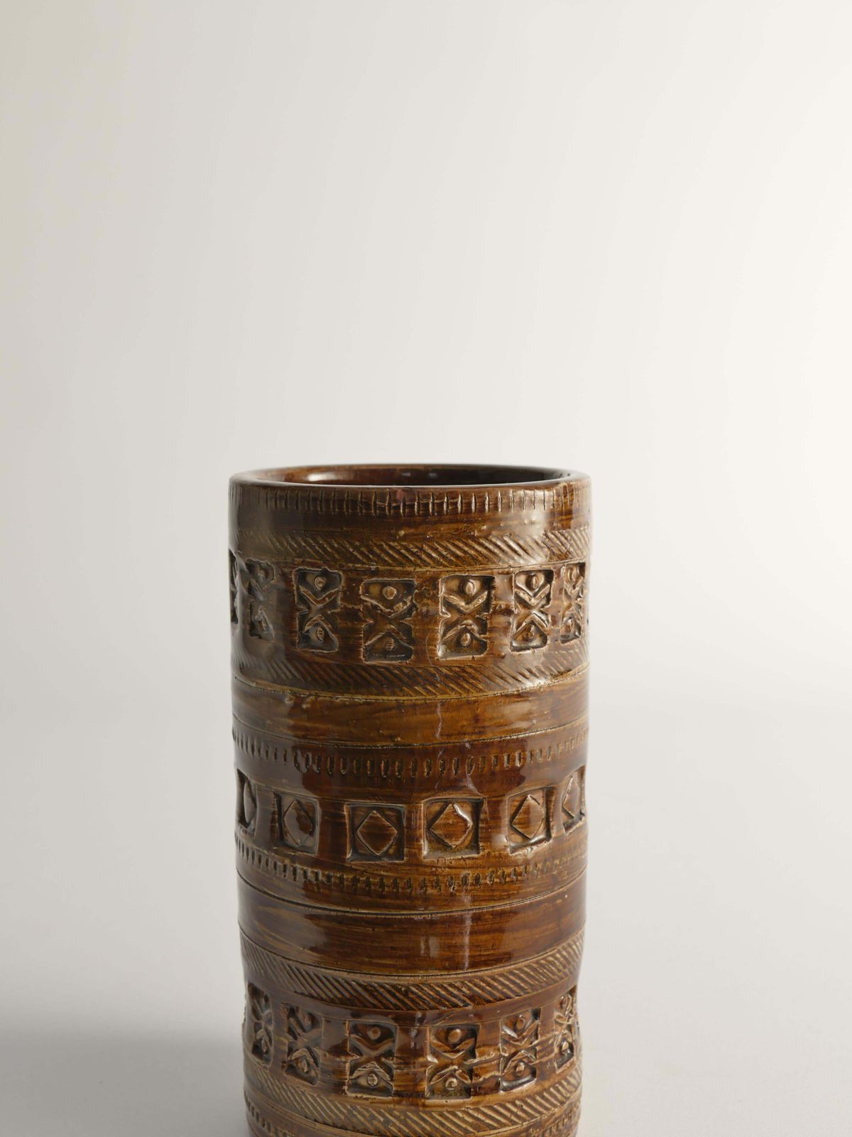 Mid Century Modern Brown Stoneware Vase By Aldo Londi For Bitossi, Italy, 1960s photo buy