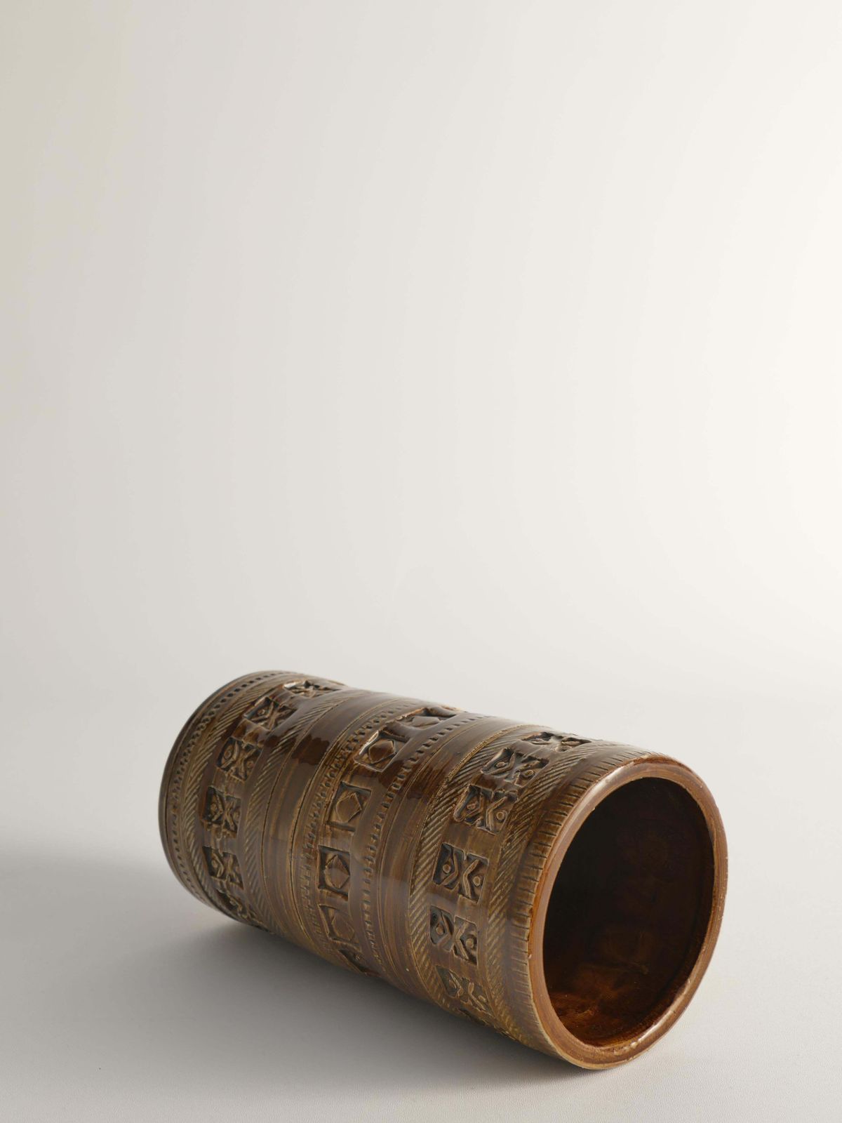 photo for sale Mid Century Modern Brown Stoneware Vase By Aldo Londi For Bitossi, Italy, 1960s