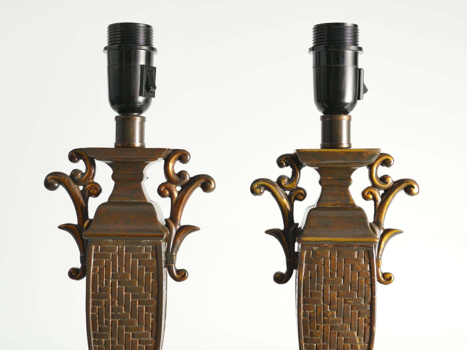 photo furniture Chinoiserie Faux Rattan Amphora Table Lamps By Aneta, Sweden 1980's