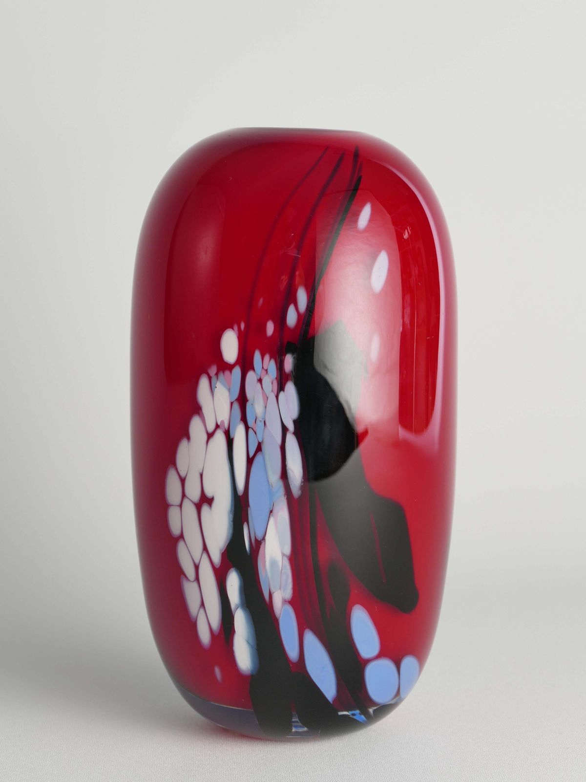 Unique Cherry Red Art Glass Vase By Mikael Axenbrant, Sweden 1990 photo for sale