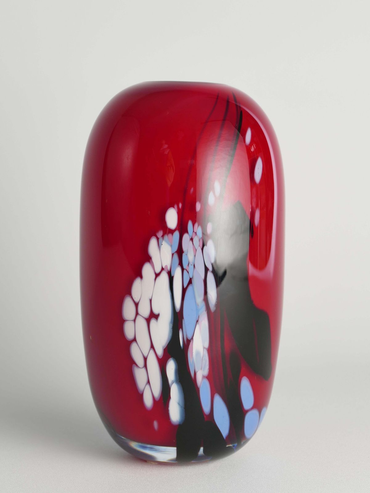 Unique Cherry Red Art Glass Vase By Mikael Axenbrant, Sweden 1990 photo Home Decor
