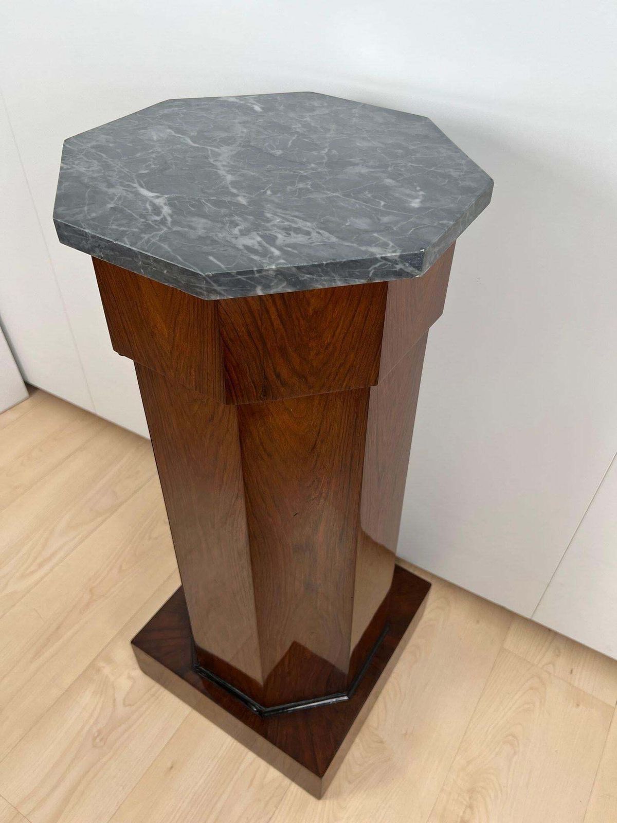 photo for sale Biedermeier Drum Cabinet, Walnut Veneer, Marble, France Circa 1830