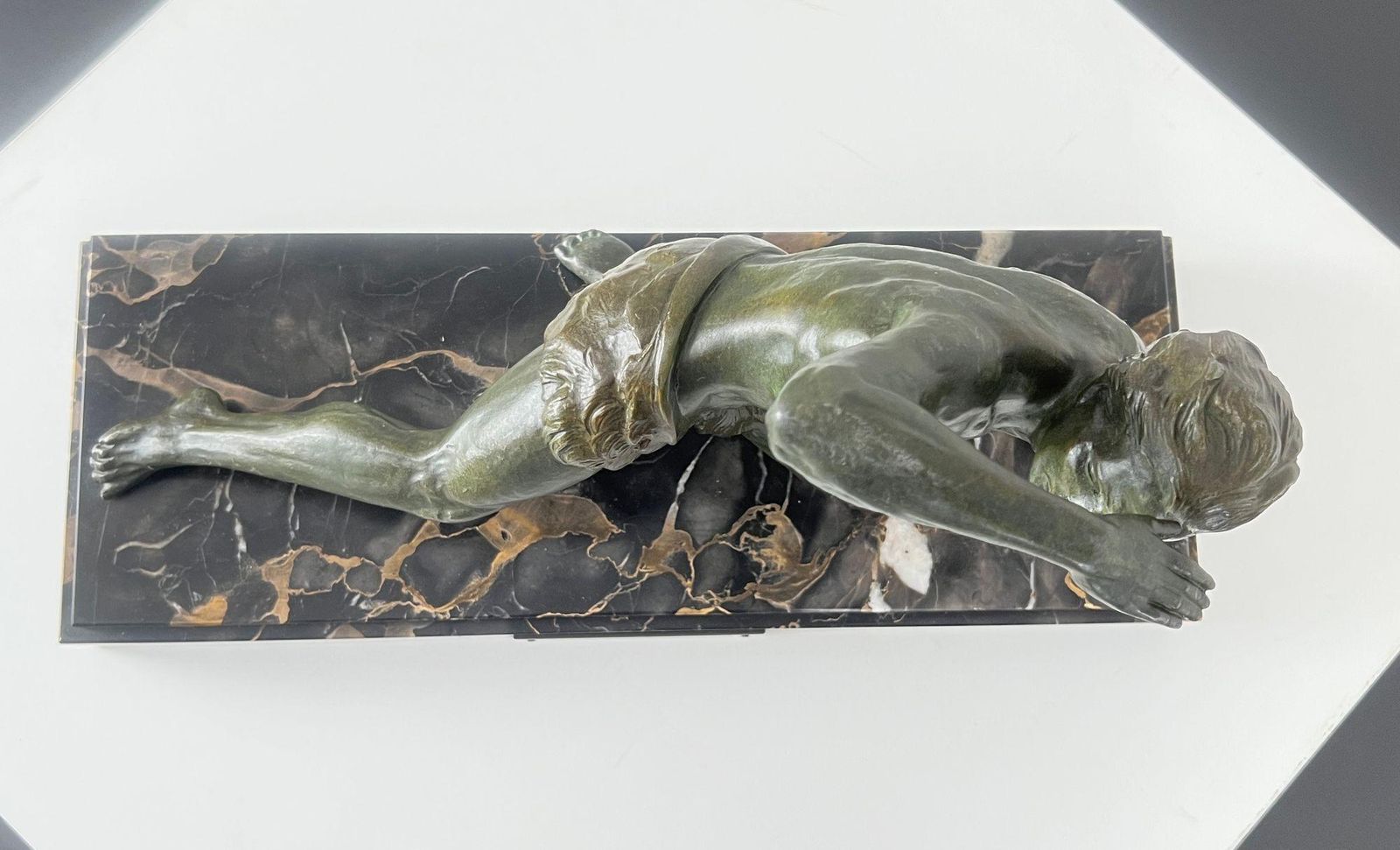 photo for sale Art Deco Male Sculpture, Bronze, Marble, France Circa 1930