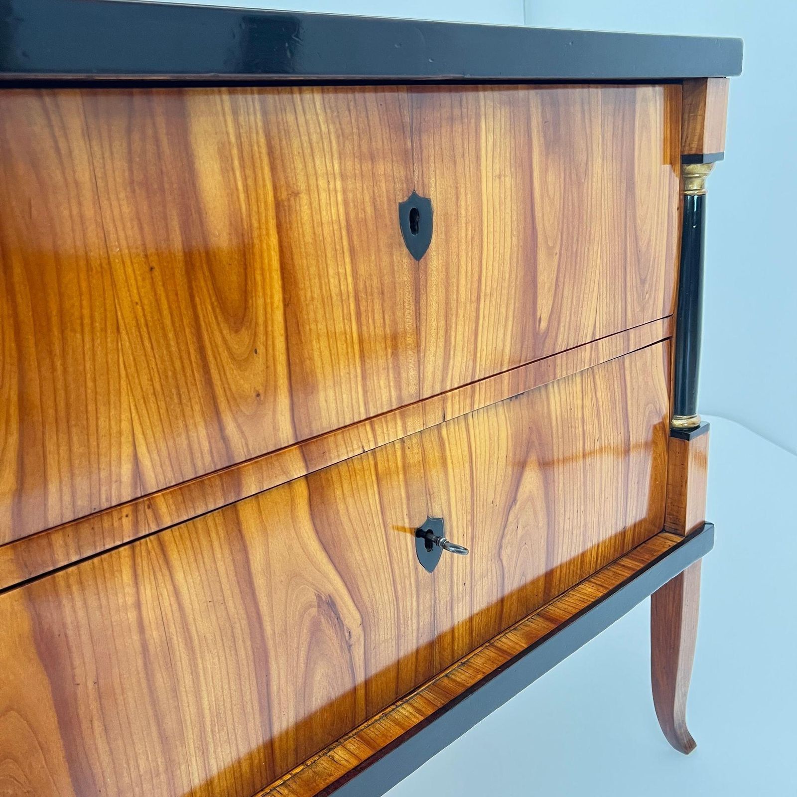 4803.0 Biedermeier Commode, Cherry Wood, Ebonized, Gilded, Franconia Circa 1820 photo