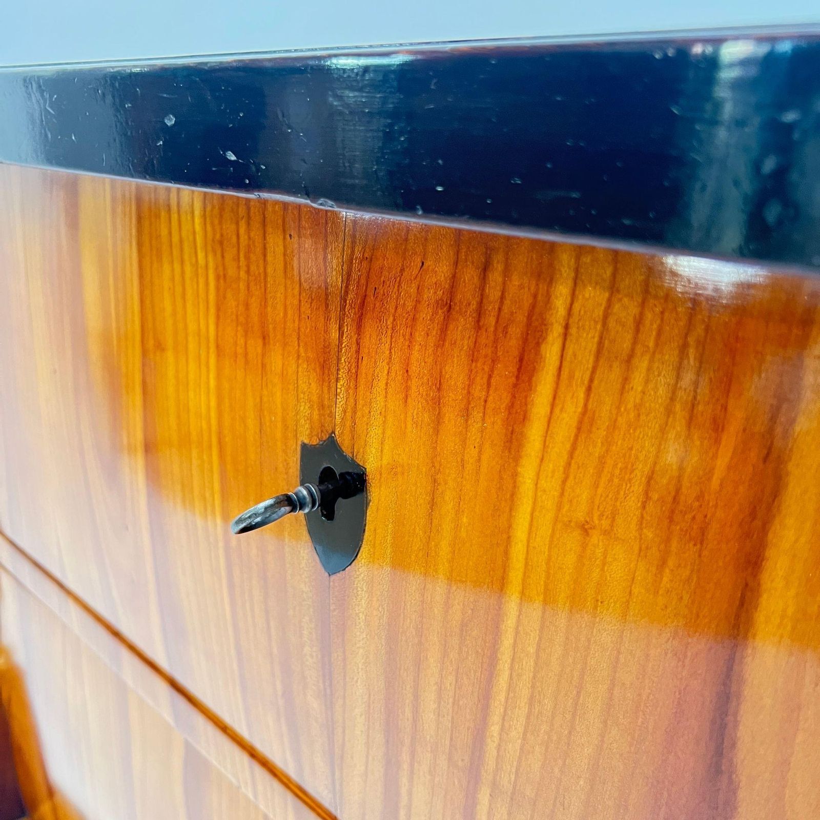 photo vinterior Biedermeier Commode, Cherry Wood, Ebonized, Gilded, Franconia Circa 1820