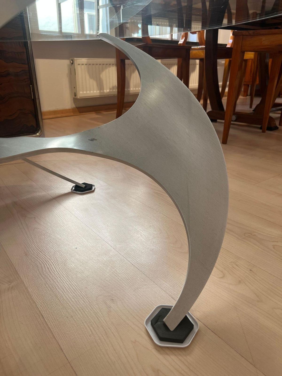 photo for sale Design Coffee Table By Knut Hesterberg, Aluminum And Glass, Germany, 1960s