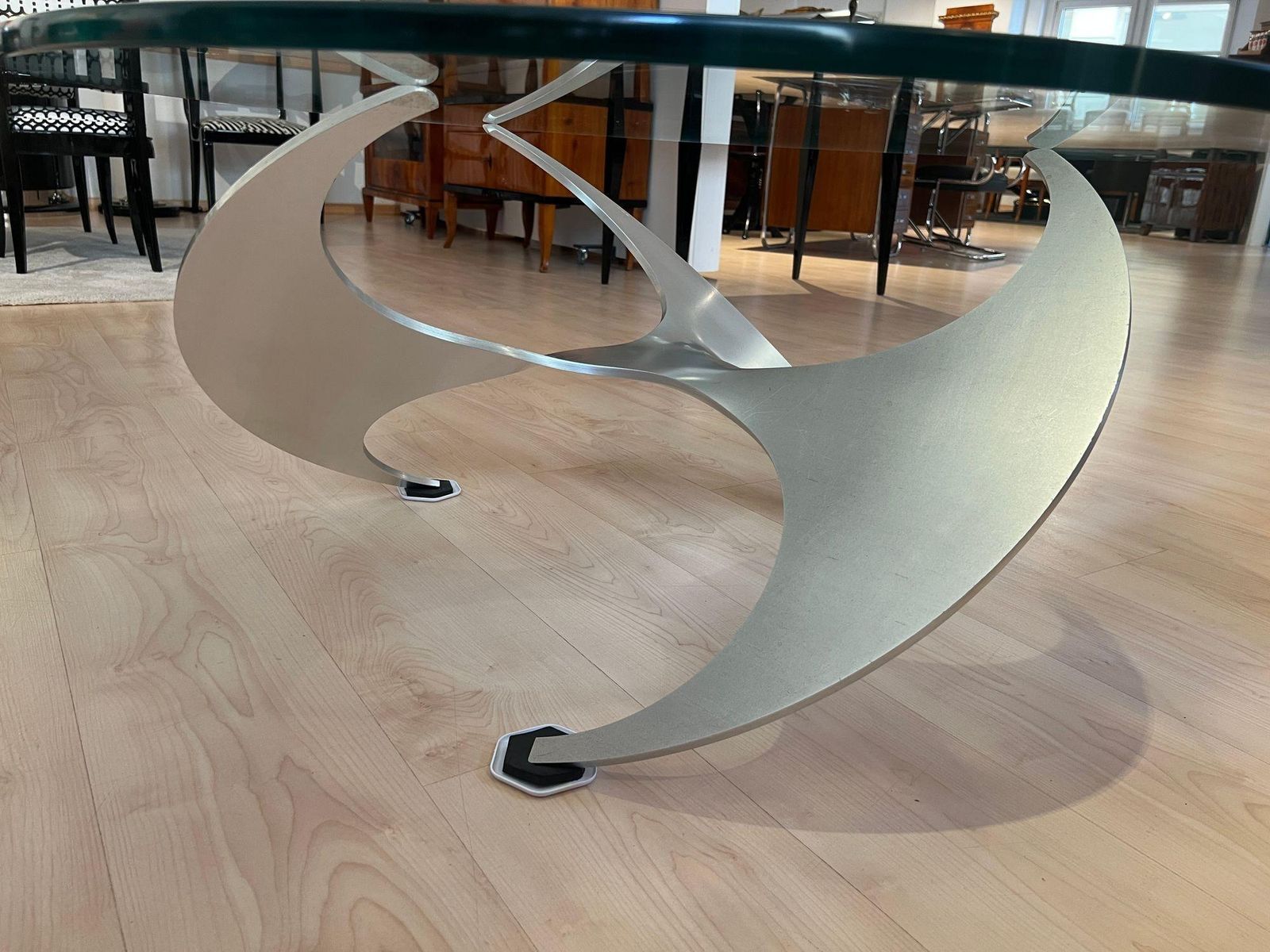 photo vinterior Design Coffee Table By Knut Hesterberg, Aluminum And Glass, Germany, 1960s