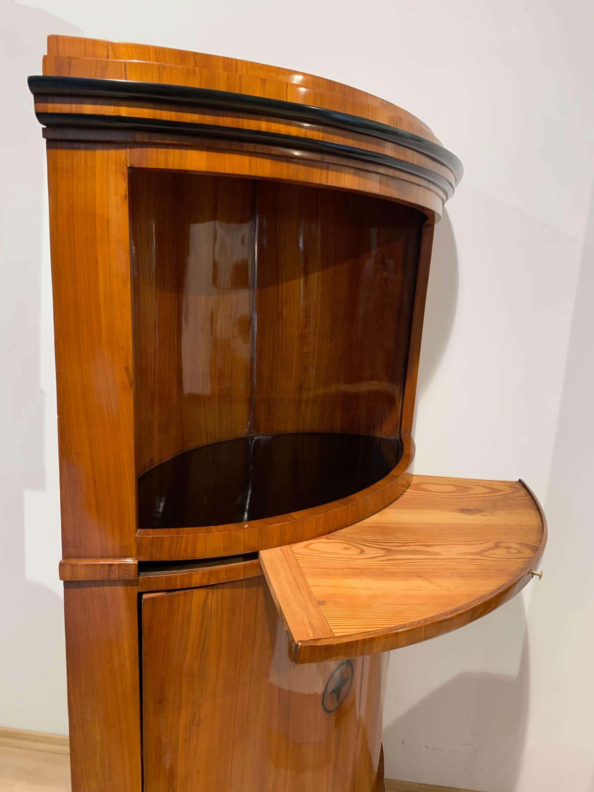 Biedermeier Corner Cabinet, Cherry Veneer, Ebony, South Germany Circa 1820 photo 4203.0