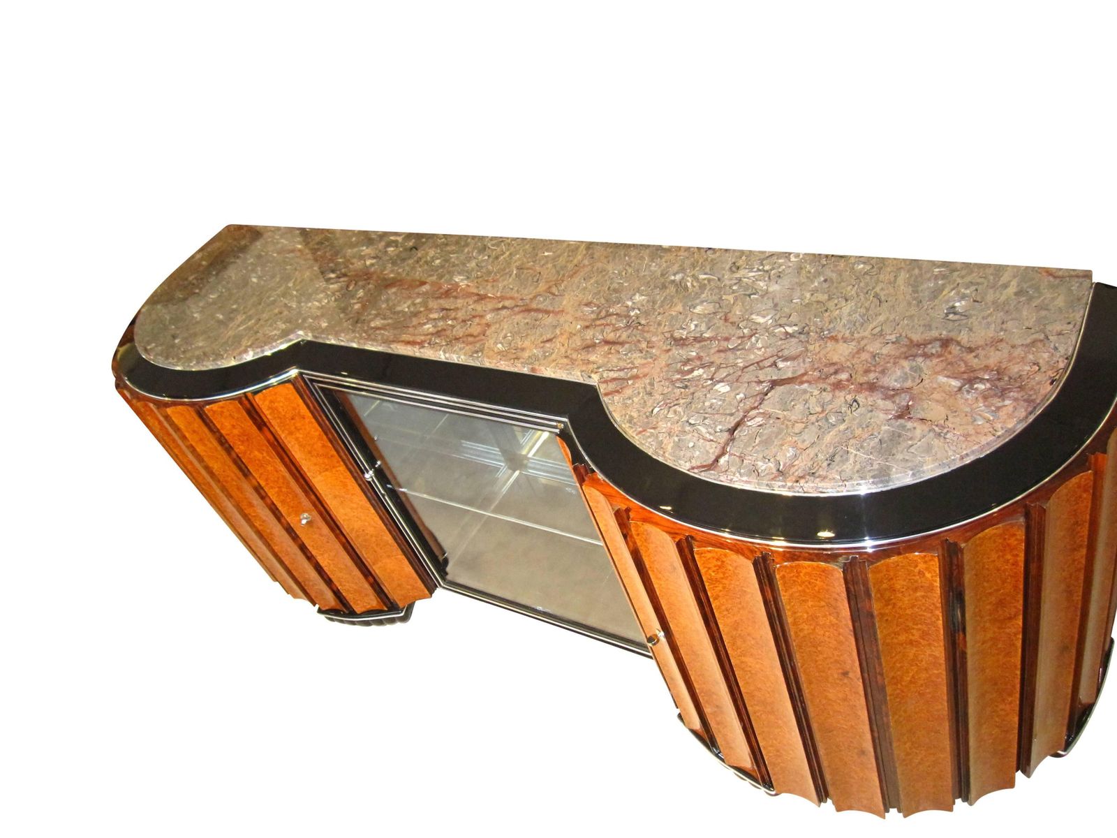 Large Art Deco Buffet, Amboyna Burl And Rosewood, Marble, Paris, Circa 1925 photo for sale