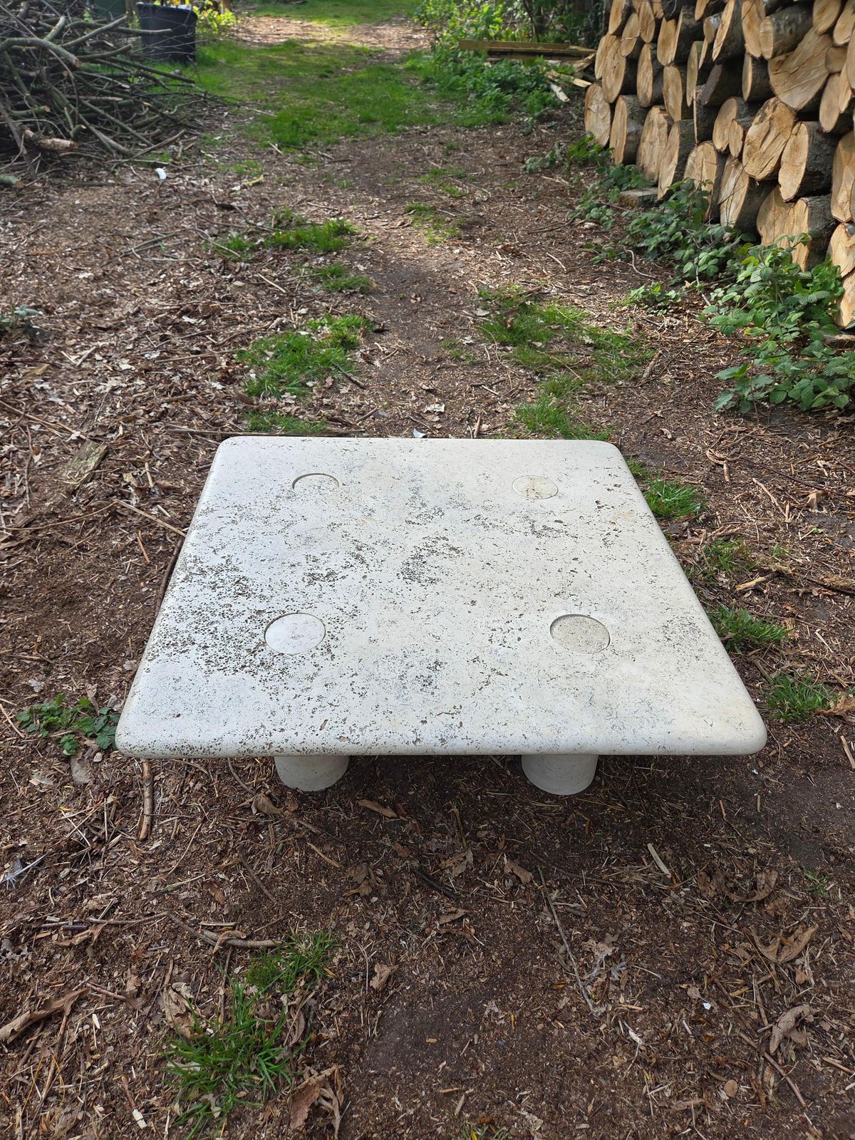 Rough Travertine Coffee Table By "Angelo Mangiarotti" For Up & Up, Made In Italy photo 3737.0