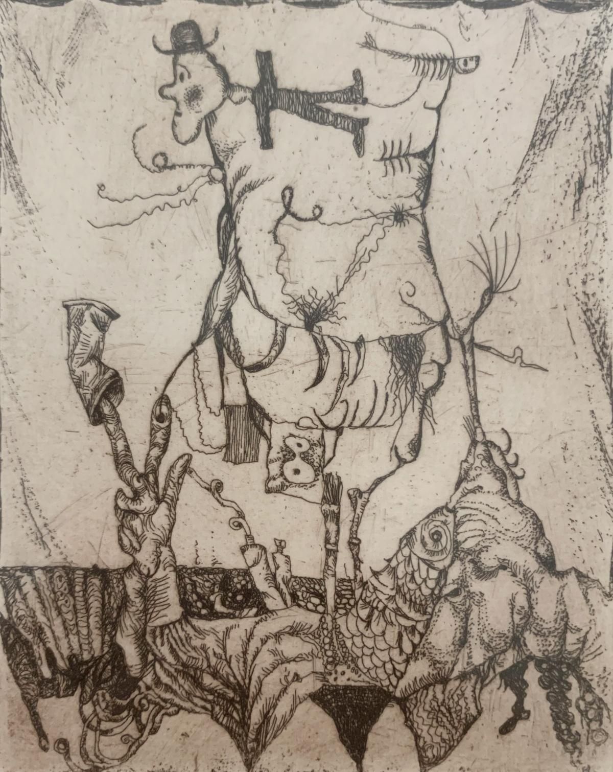 Leszek Rózgaa Coast. Figurative & Abstract Etching, Monochromatic, Polish Artist1967