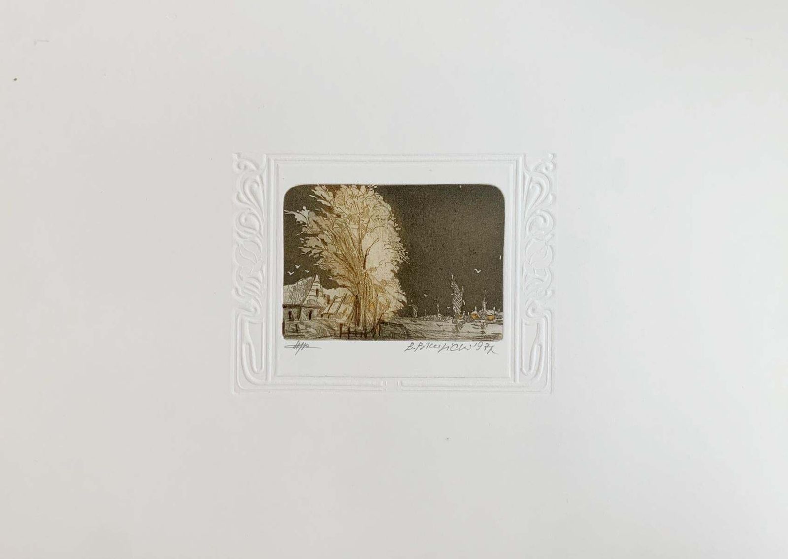 Bogdan Pikulickia Landscape. Contemporary Print, Embossed Paper, Monochromatic, European Artist1997 photo furniture