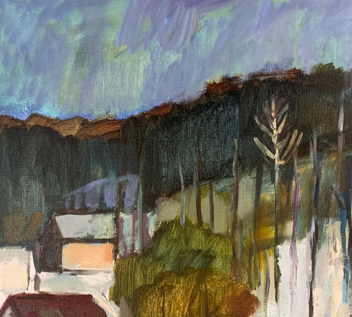 Marek Niedojadłohouses With Mountain Backdrop. Oil Landscape Painting, Figurative, Polish Art2024 photo Art