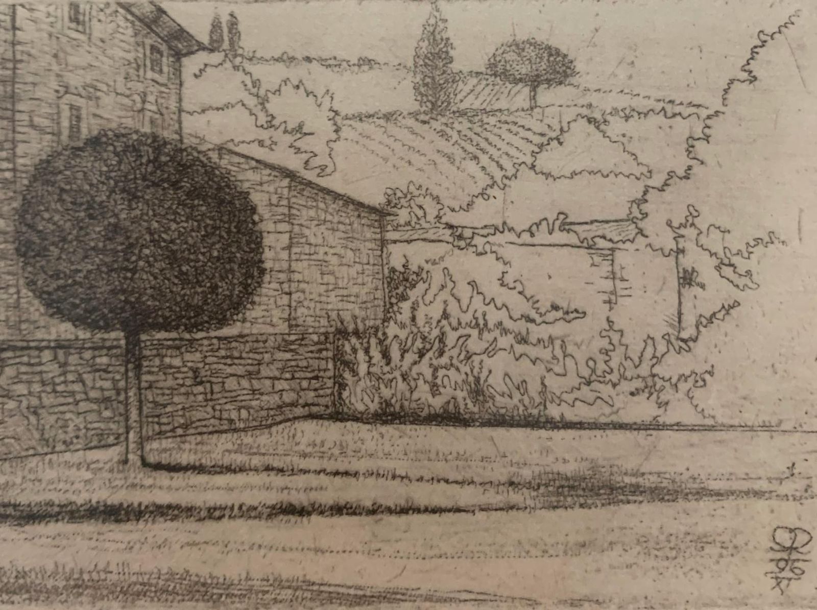 Leszek Rózgacastello. Figurative Etching, Monochromatic Landscape, Minimalistic, Polish Art1996 photo furniture