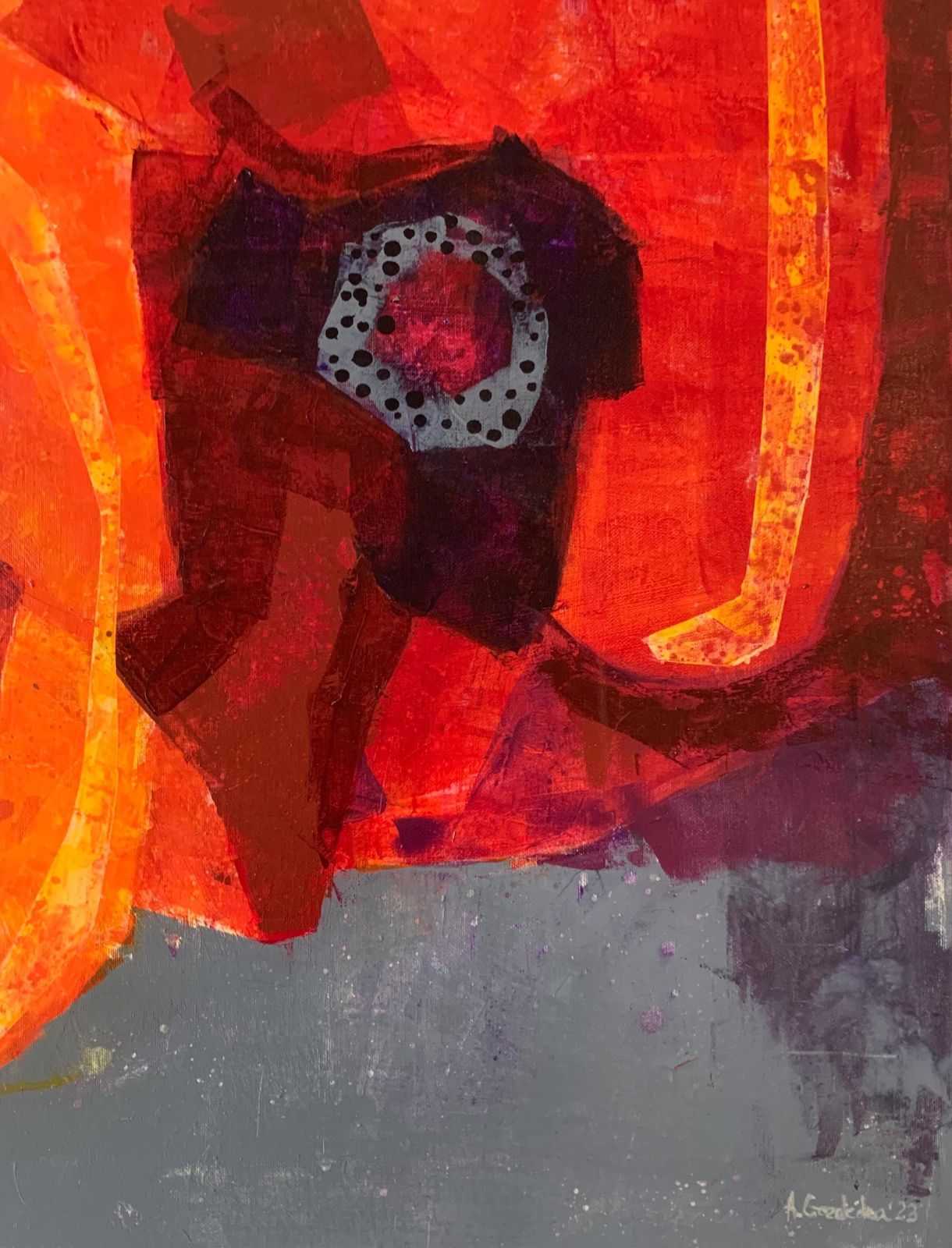 Anna Masiul Gozdeckaorange Poppies. Contemporary Abstract & Figurative Painting Acrylic, Polish Art2023 photo Art