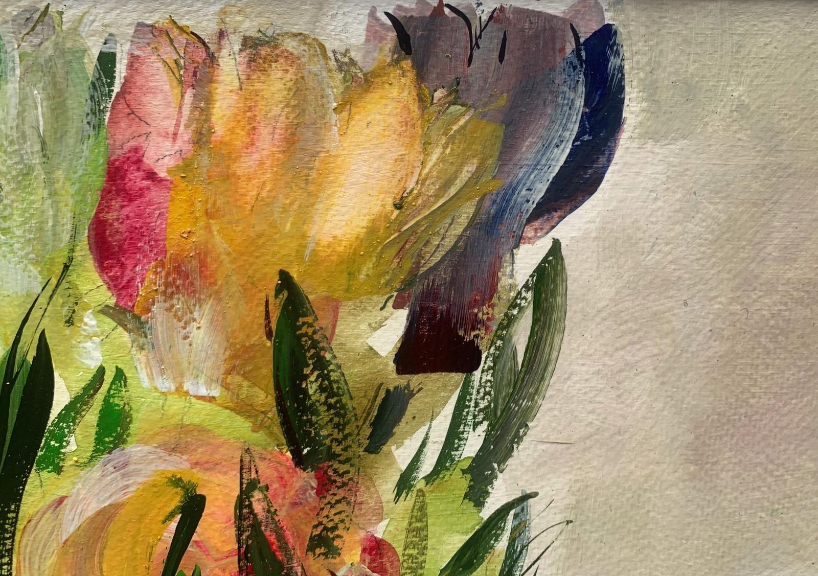 Bożena Lesiaktulips. Gouache Painting, Abstract, Figurative, Flowers, Polish Art2024 photo Art