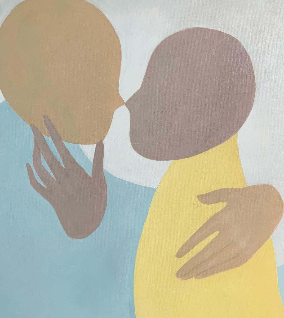 Waleria Matelskain Embrace. Figurative Oil Painting, Young Art, European Artist2023 photo for sale