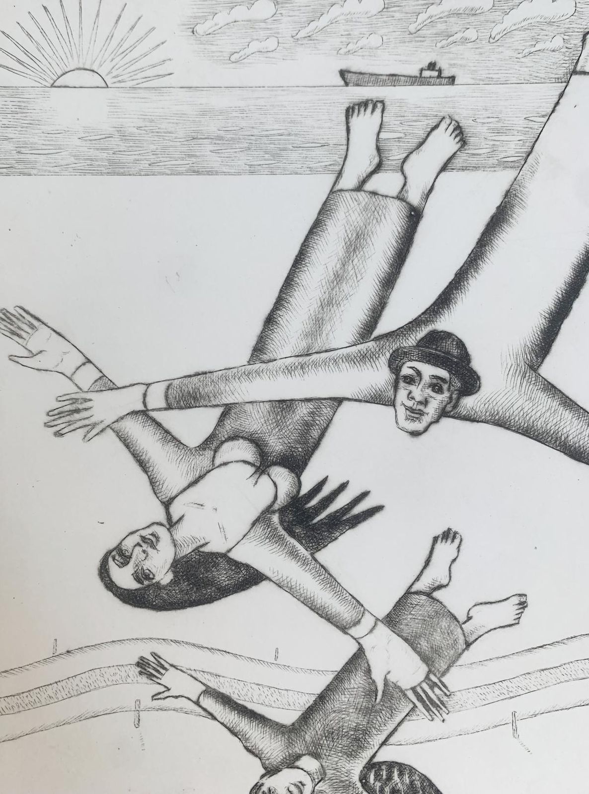 Czeslaw Tumielewiczflight Above Manor. Figurative Etching Print, Black And White, Polish Art2017 photo 386.0