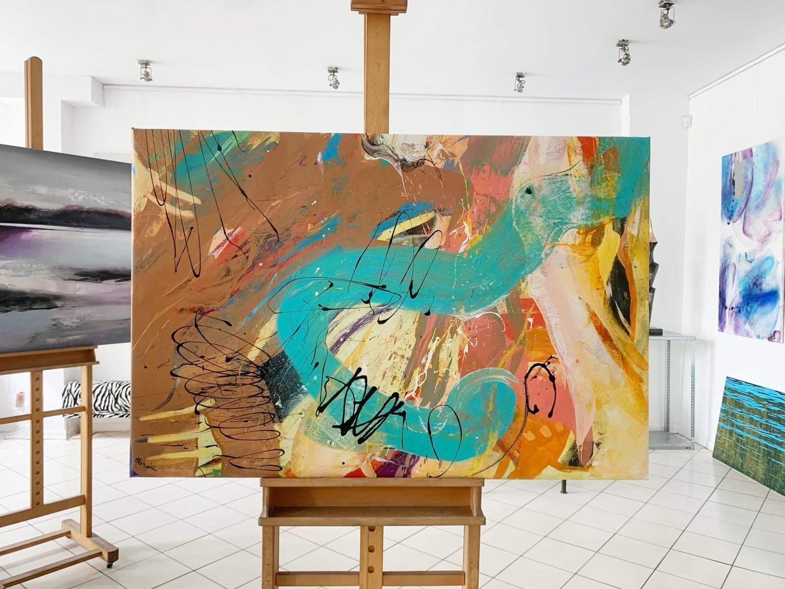 Monika Rossaabstraction. Contemporary Abstract Oil Painting, Colorful, Dynamic, Polish Art2023 photo furniture