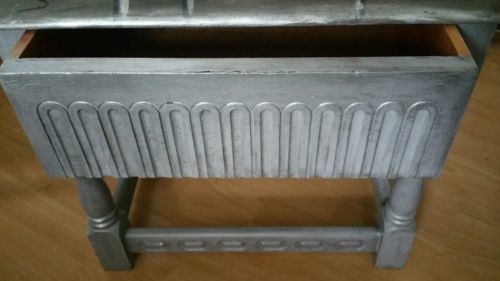 Vintage Heavy Solid Wood Coffee Table One Drawer Handpainted photo for sale