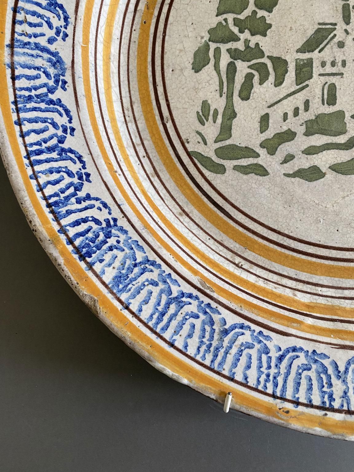 Plat en céramique ou pièce de milieu de table, Italie, fin du XVIIIe siècle photo vintage