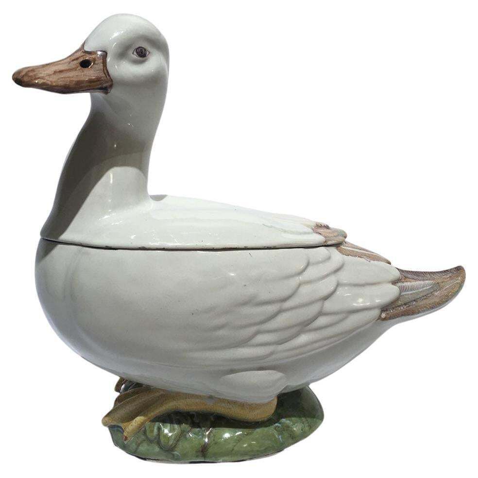 Italy Mid 18th Century White Majolica Duck By Manifattura Pasquale Antonibon