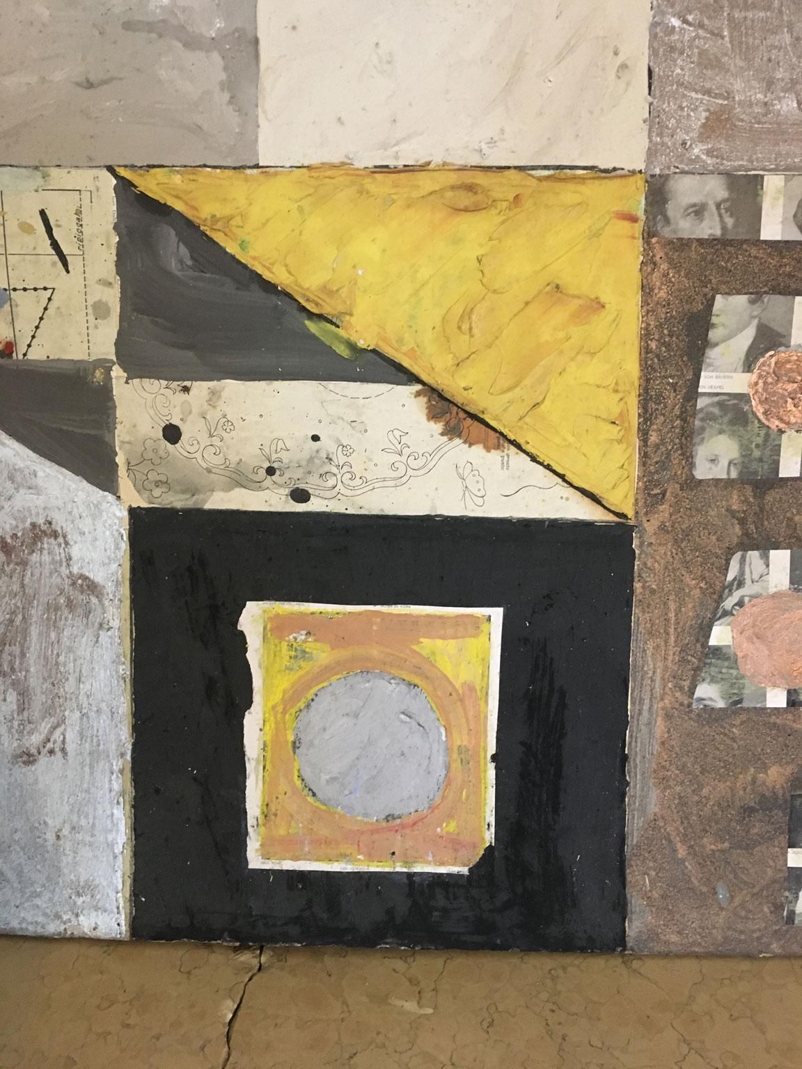 photo vinterior 1960 Abstract Painting And Paper Collage Ermete By Ermete Lancini