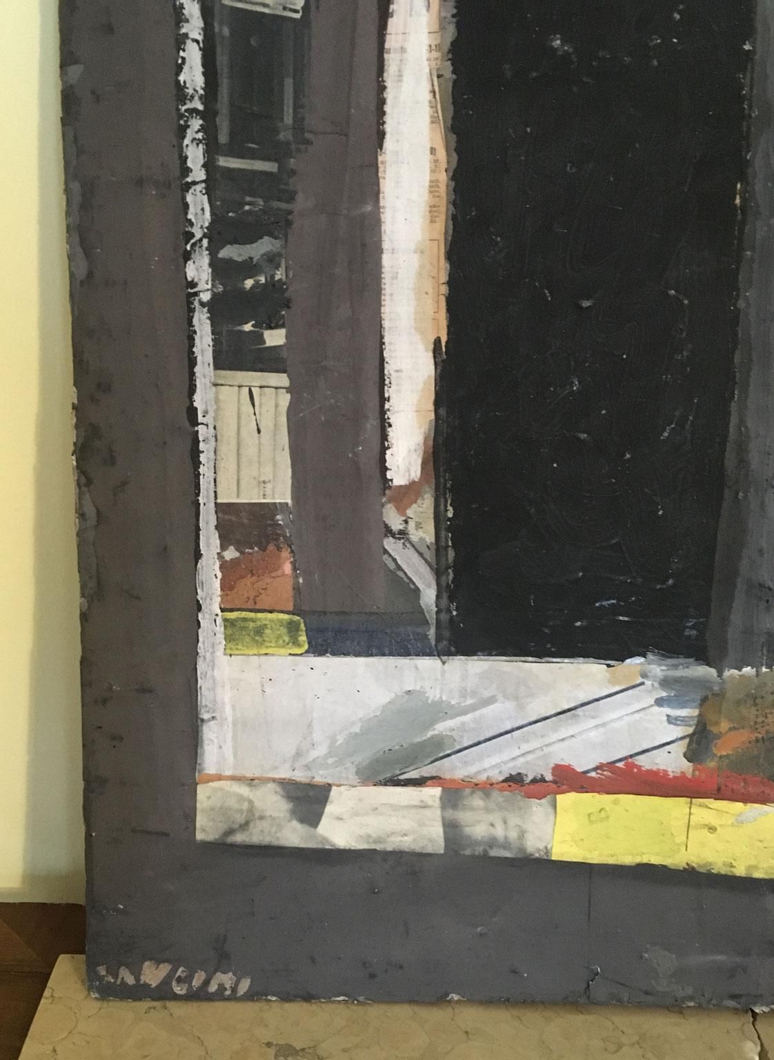 1962 Italy Abstract Painting And Paper Collage By Ermete Lancini photo 2573.0