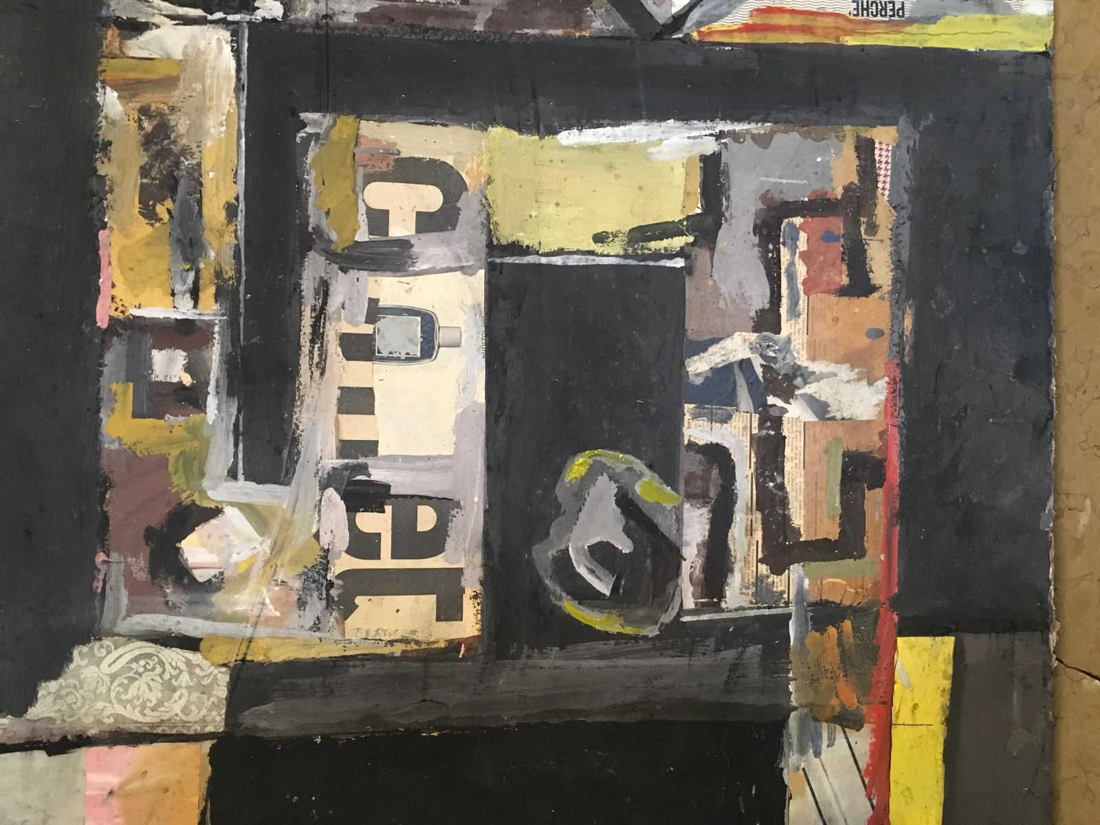 photo furniture 1962 Italy Abstract Painting And Paper Collage By Ermete Lancini