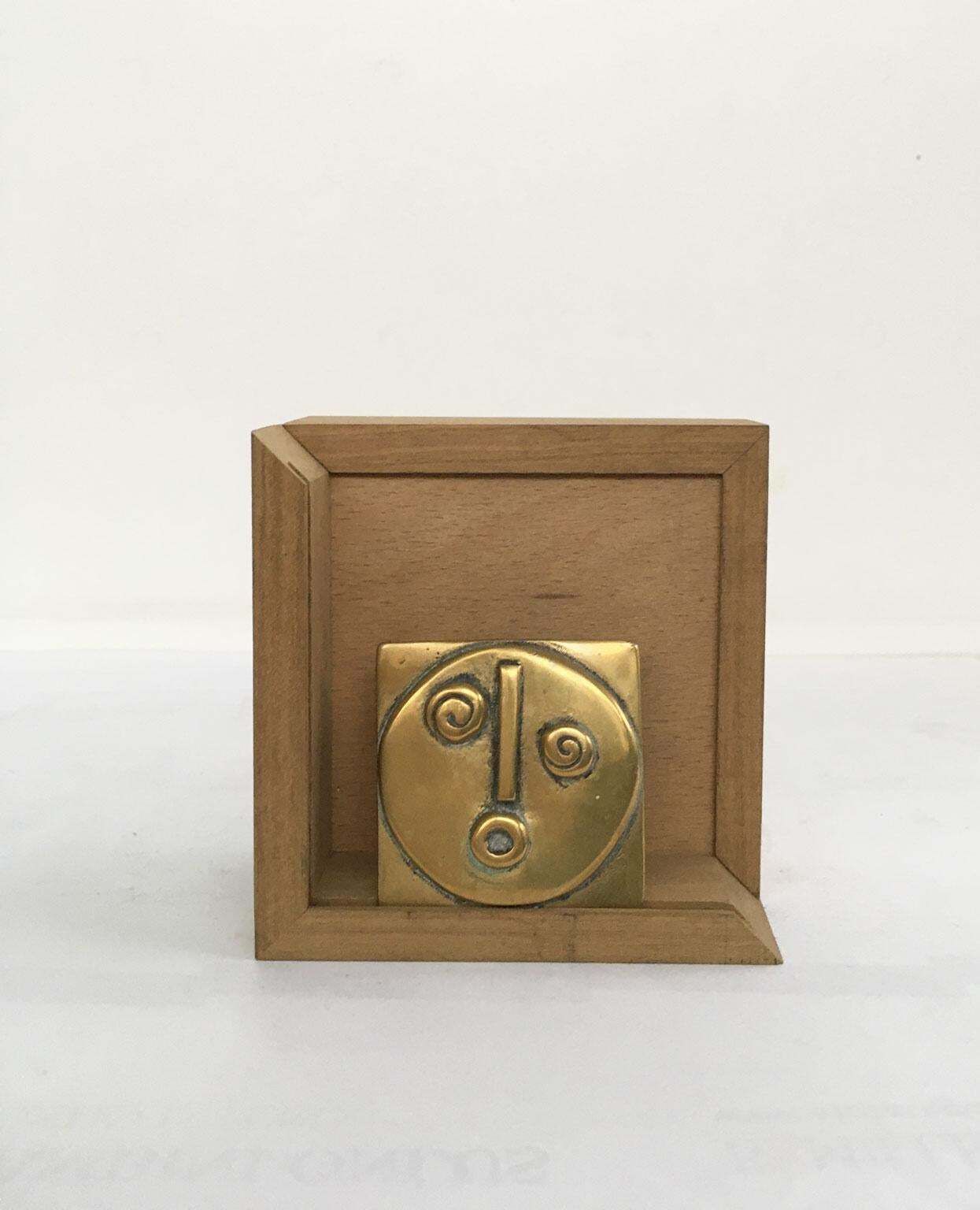 photo vintage 1980 Italy Abstract Bronze Sculpture By Mirella Forlivesi Stupore
